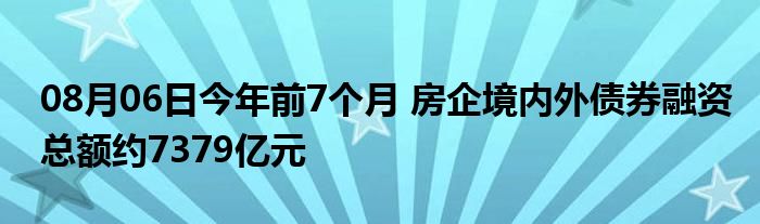 08月06日今年前7个月 房企境内外债券融资总额约7379亿元