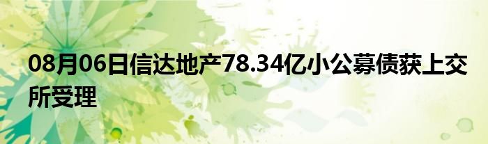 08月06日信达地产78.34亿小公募债获上交所受理