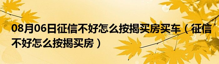 08月06日征信不好怎么按揭买房买车（征信不好怎么按揭买房）