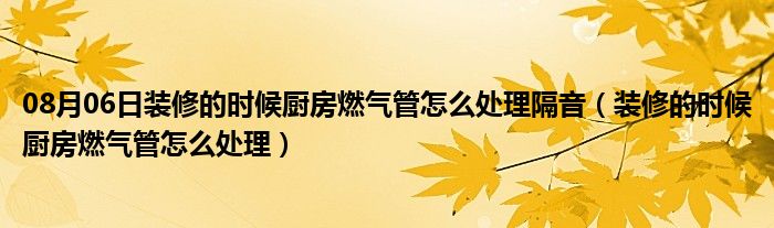 08月06日装修的时候厨房燃气管怎么处理隔音（装修的时候厨房燃气管怎么处理）