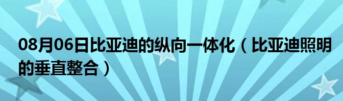 08月06日比亚迪的纵向一体化（比亚迪照明的垂直整合）