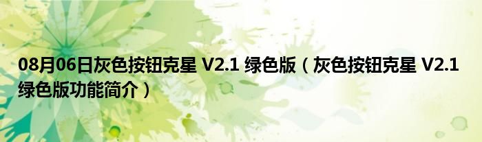 08月06日灰色按钮克星 V2.1 绿色版（灰色按钮克星 V2.1 绿色版功能简介）