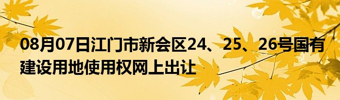 08月07日江门市新会区24、25、26号国有建设用地使用权网上出让