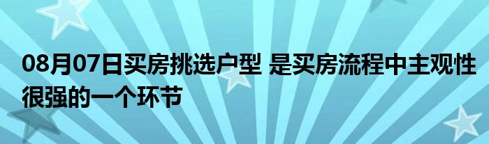 08月07日买房挑选户型 是买房流程中主观性很强的一个环节