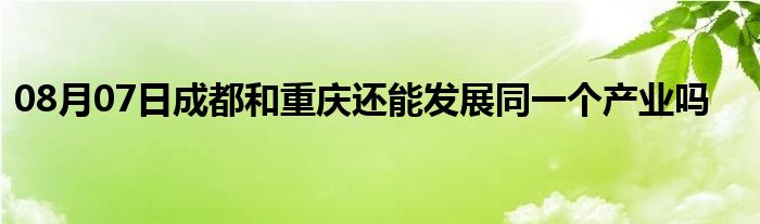 08月07日成都和重庆还能发展同一个产业吗