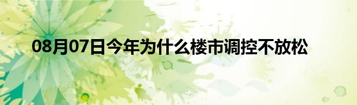 08月07日今年为什么楼市调控不放松