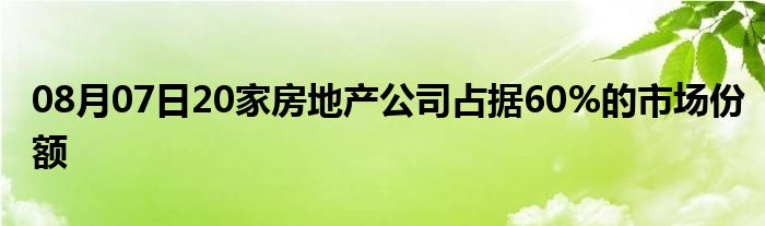 08月07日20家房地产公司占据60%的市场份额