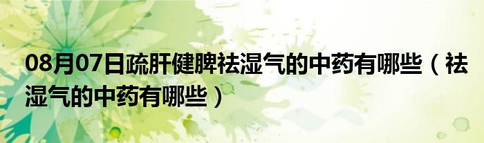 08月07日疏肝健脾祛湿气的中药有哪些（祛湿气的中药有哪些）