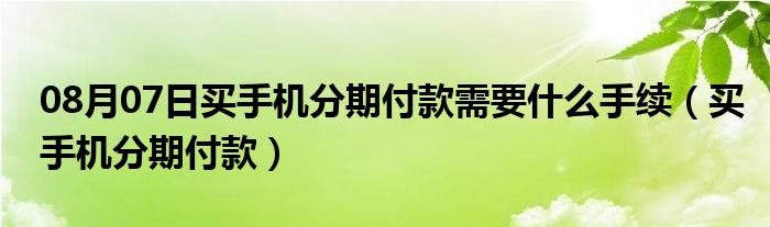 08月07日买手机分期付款需要什么手续（买手机分期付款）