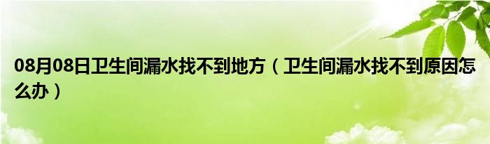 08月08日卫生间漏水找不到地方（卫生间漏水找不到原因怎么办）