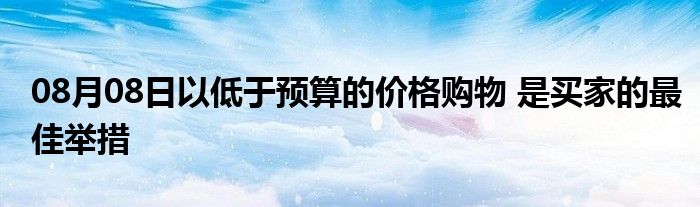 08月08日以低于预算的价格购物 是买家的最佳举措