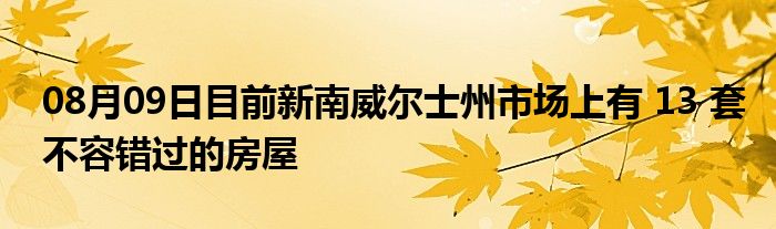 08月09日目前新南威尔士州市场上有 13 套不容错过的房屋