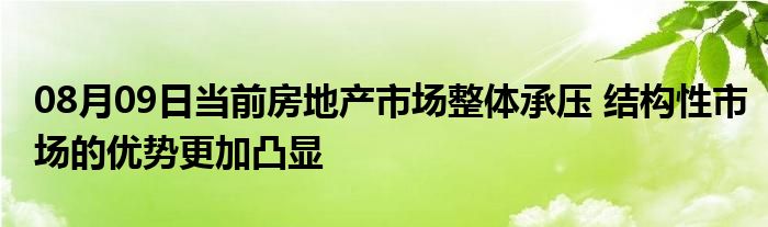 08月09日当前房地产市场整体承压 结构性市场的优势更加凸显