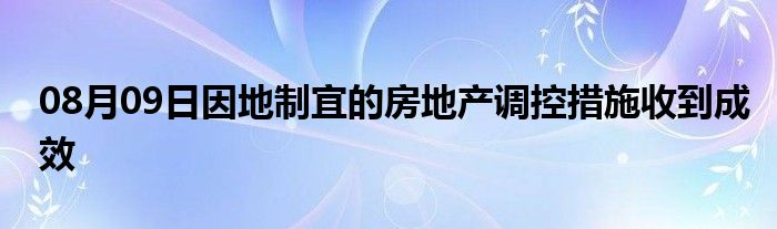 08月09日因地制宜的房地产调控措施收到成效