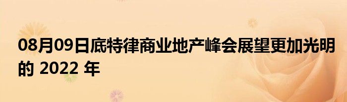 08月09日底特律商业地产峰会展望更加光明的 2022 年