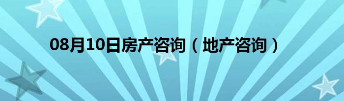 08月10日房产咨询（地产咨询）