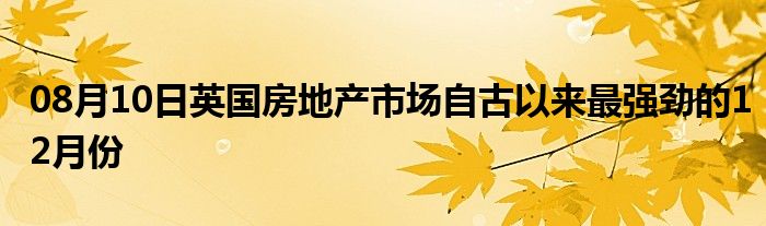 08月10日英国房地产市场自古以来最强劲的12月份