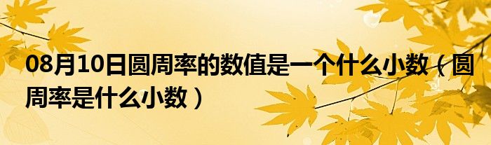 08月10日圆周率的数值是一个什么小数（圆周率是什么小数）