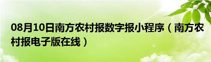 08月10日南方农村报数字报小程序（南方农村报电子版在线）