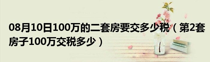 08月10日100万的二套房要交多少税（第2套房子100万交税多少）