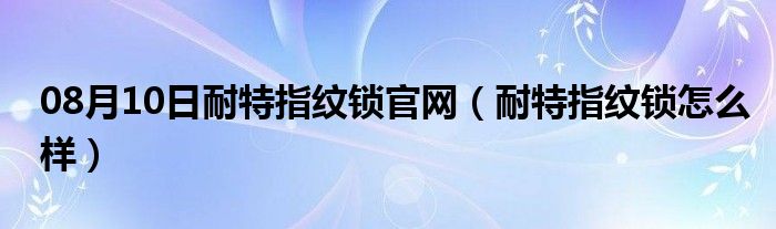 08月10日耐特指纹锁官网（耐特指纹锁怎么样）