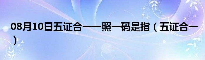 08月10日五证合一一照一码是指（五证合一）