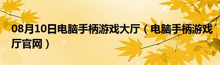 08月10日电脑手柄游戏大厅（电脑手柄游戏厅官网）