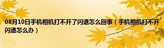 08月10日手机相机打不开了闪退怎么回事（手机相机打不开闪退怎么办）