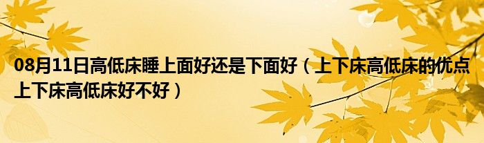 08月11日高低床睡上面好还是下面好（上下床高低床的优点上下床高低床好不好）