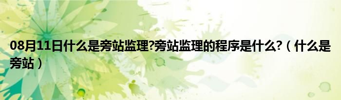 08月11日什么是旁站监理?旁站监理的程序是什么?（什么是旁站）