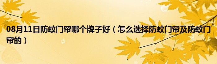 08月11日防蚊门帘哪个牌子好（怎么选择防蚊门帘及防蚊门帘的）