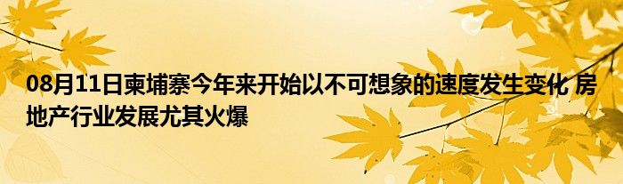 08月11日柬埔寨今年来开始以不可想象的速度发生变化 房地产行业发展尤其火爆