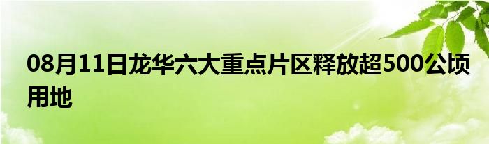 08月11日龙华六大重点片区释放超500公顷用地