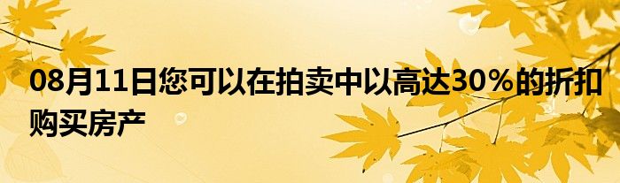 08月11日您可以在拍卖中以高达30％的折扣购买房产