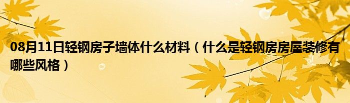 08月11日轻钢房子墙体什么材料（什么是轻钢房房屋装修有哪些风格）