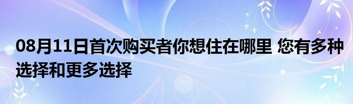 08月11日首次购买者你想住在哪里 您有多种选择和更多选择