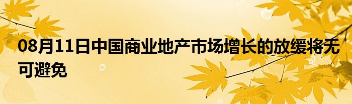 08月11日中国商业地产市场增长的放缓将无可避免