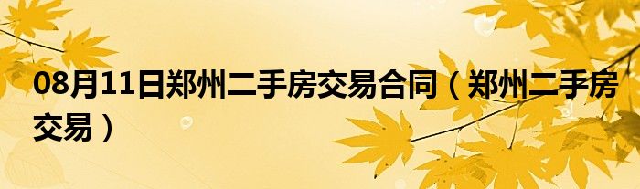 08月11日郑州二手房交易合同（郑州二手房交易）