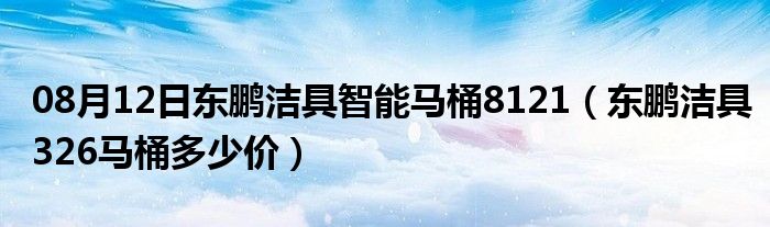 08月12日东鹏洁具智能马桶8121（东鹏洁具326马桶多少价）