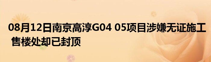 08月12日南京高淳G04 05项目涉嫌无证施工 售楼处却已封顶