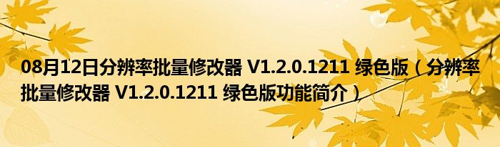 08月12日分辨率批量修改器 V1.2.0.1211 绿色版（分辨率批量修改器 V1.2.0.1211 绿色版功能简介）