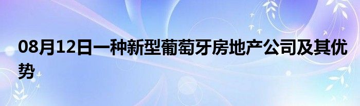 08月12日一种新型葡萄牙房地产公司及其优势