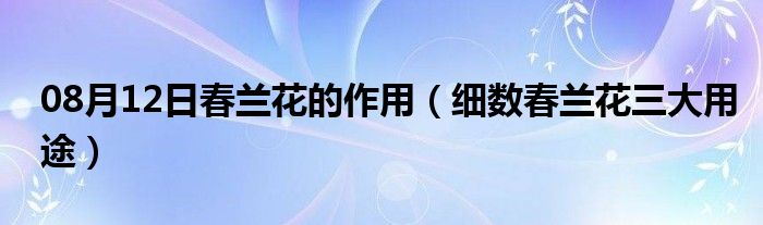 08月12日春兰花的作用（细数春兰花三大用途）