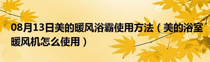 08月13日美的暖风浴霸使用方法（美的浴室暖风机怎么使用）