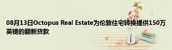 08月13日Octopus Real Estate为伦敦住宅转换提供150万英镑的翻新贷款