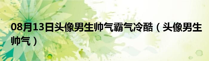 08月13日头像男生帅气霸气冷酷（头像男生帅气）