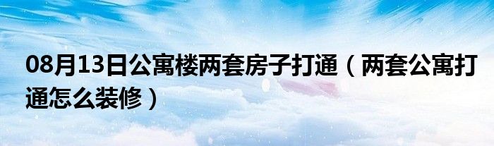 08月13日公寓楼两套房子打通（两套公寓打通怎么装修）