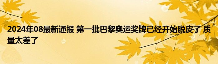 2024年08最新通报 第一批巴黎奥运奖牌已经开始脱皮了 质量太差了