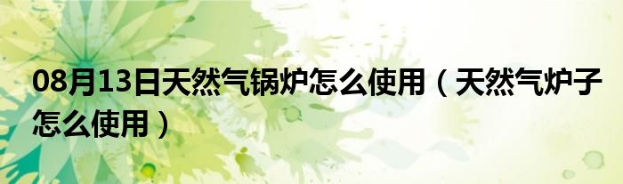 08月13日天然气锅炉怎么使用（天然气炉子怎么使用）