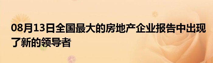 08月13日全国最大的房地产企业报告中出现了新的领导者